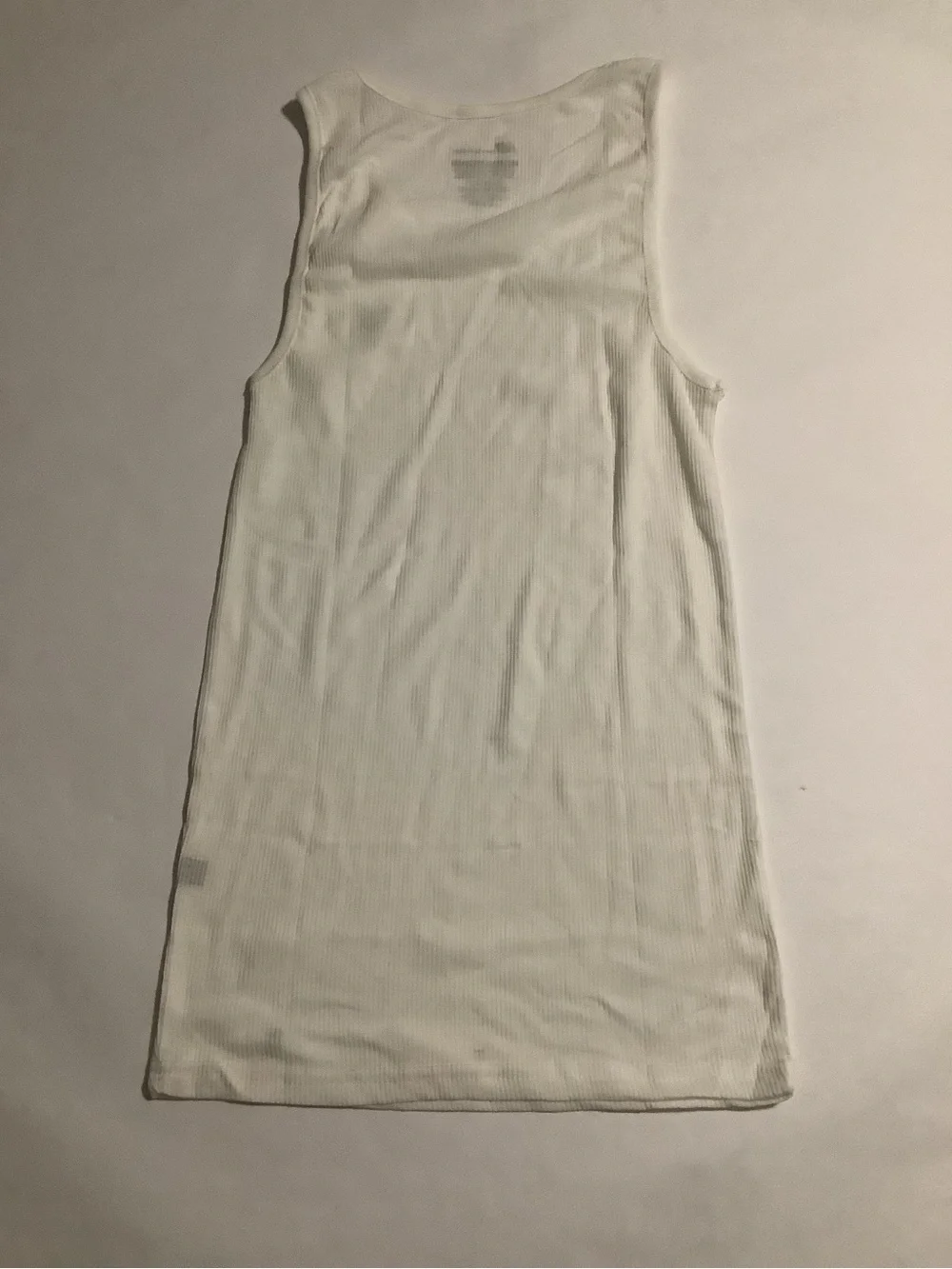 New Balance White Ribbed Tank Top with Gray Logo